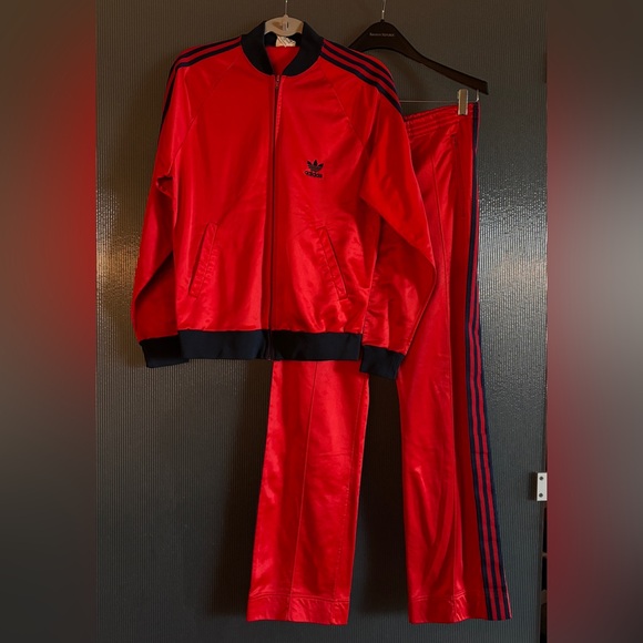 adidas Other - Vintage 80s Adidas ATP Tracksuit Set Size S/M Red Navy Jacket Pants Made in USA